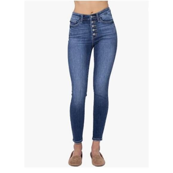 Judy Blue Denim - Judy Blue Women's High Waist Button Fly Skinny Jeans SZ 7/28 - NEW